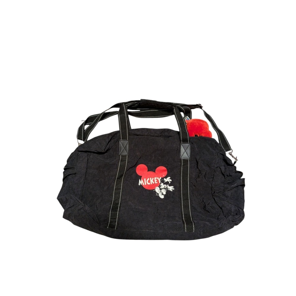 Disney Mickey Mouse Unlimited Vintage 90s Black Duffle Bag Plush Keychain